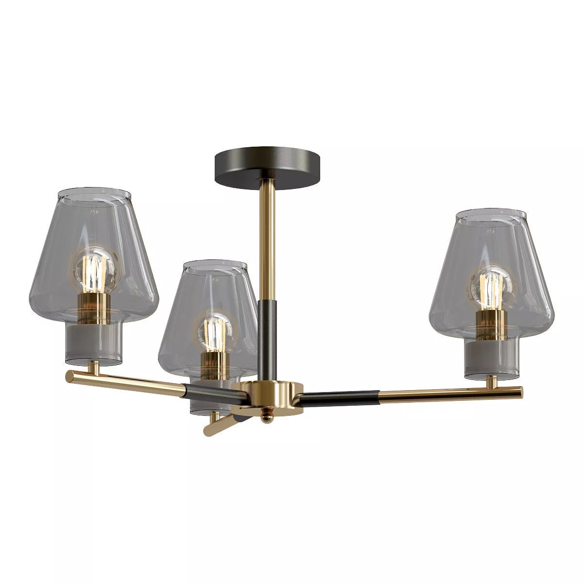 goreyn three light fixtures with brass and glass shades 3D model