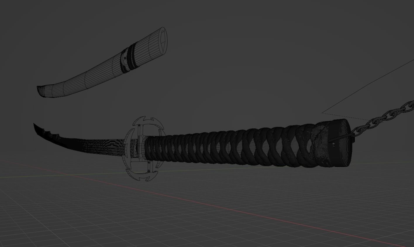 BLEACH Katana - Ichigo Zangetsu 3D model_8