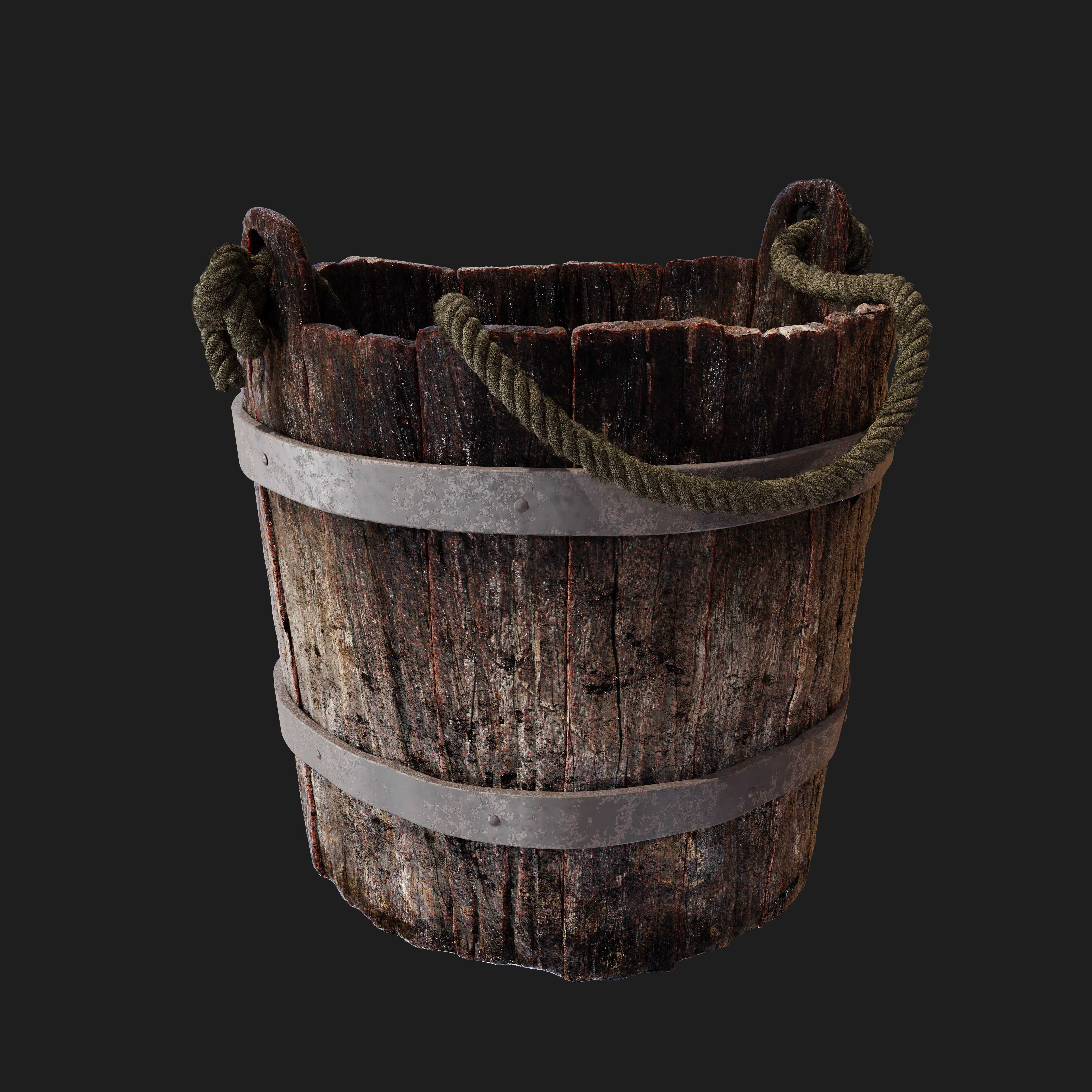 Wooden Bucket 3D model_0