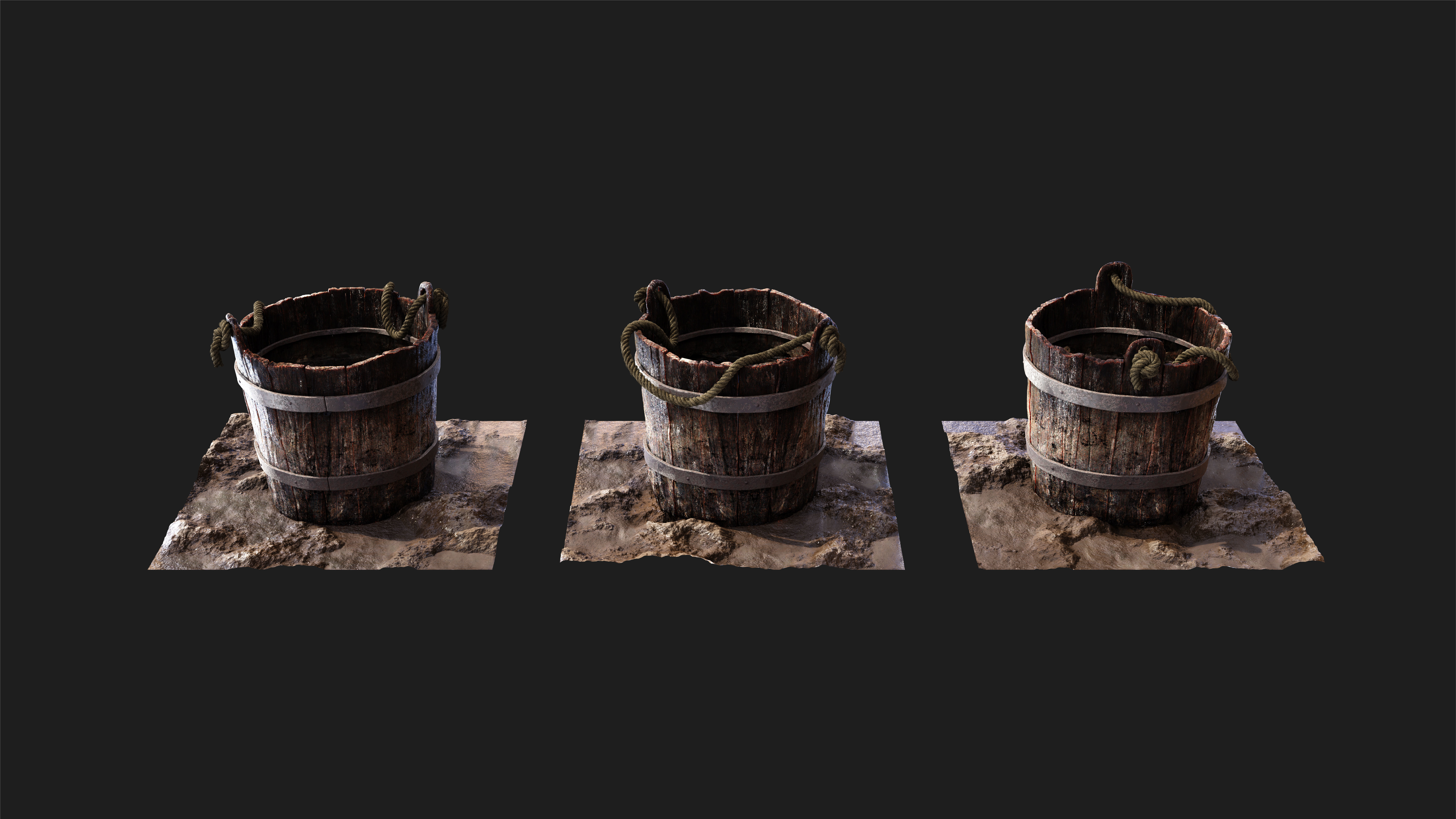 Wooden Bucket 3D model_3