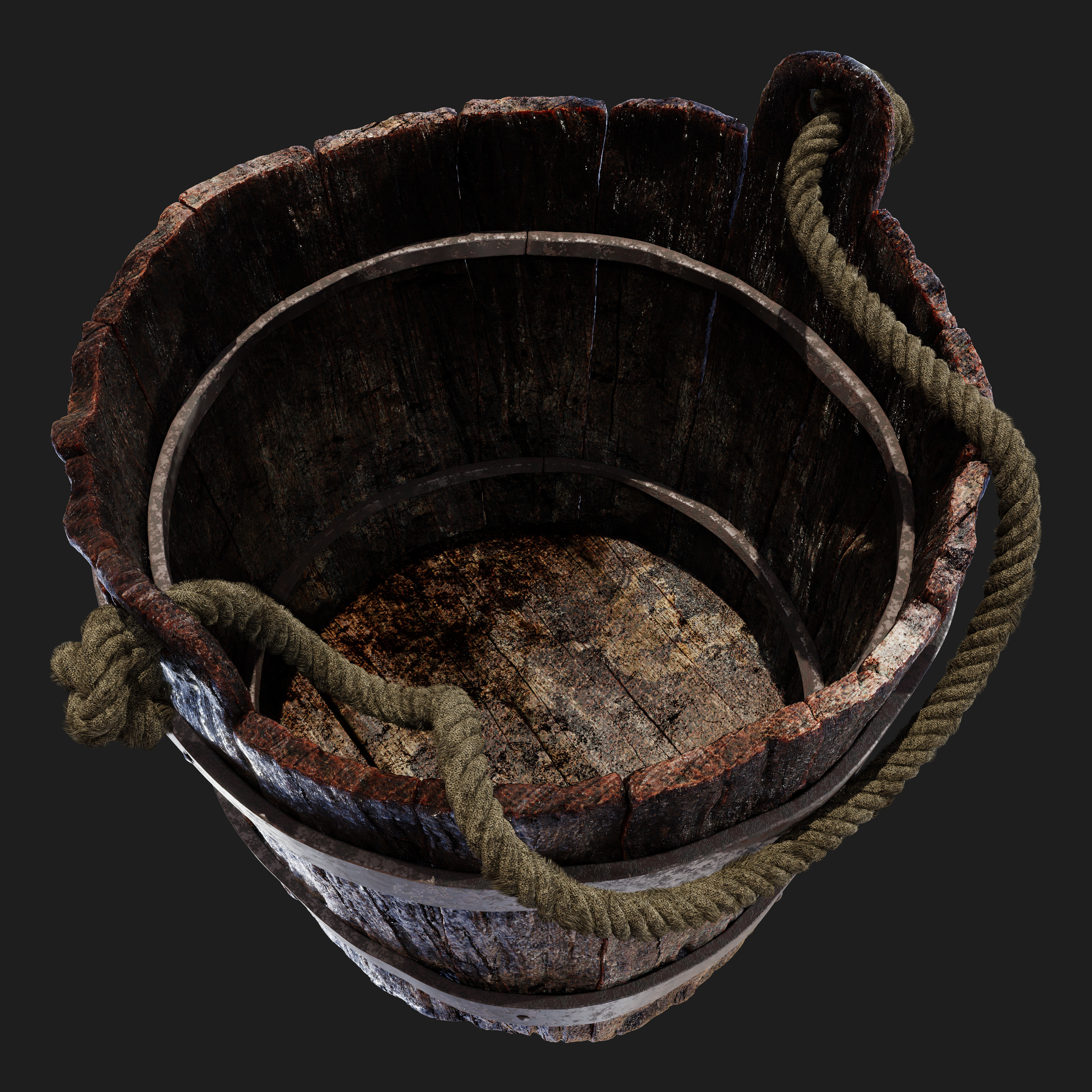 Wooden Bucket 3D model_2