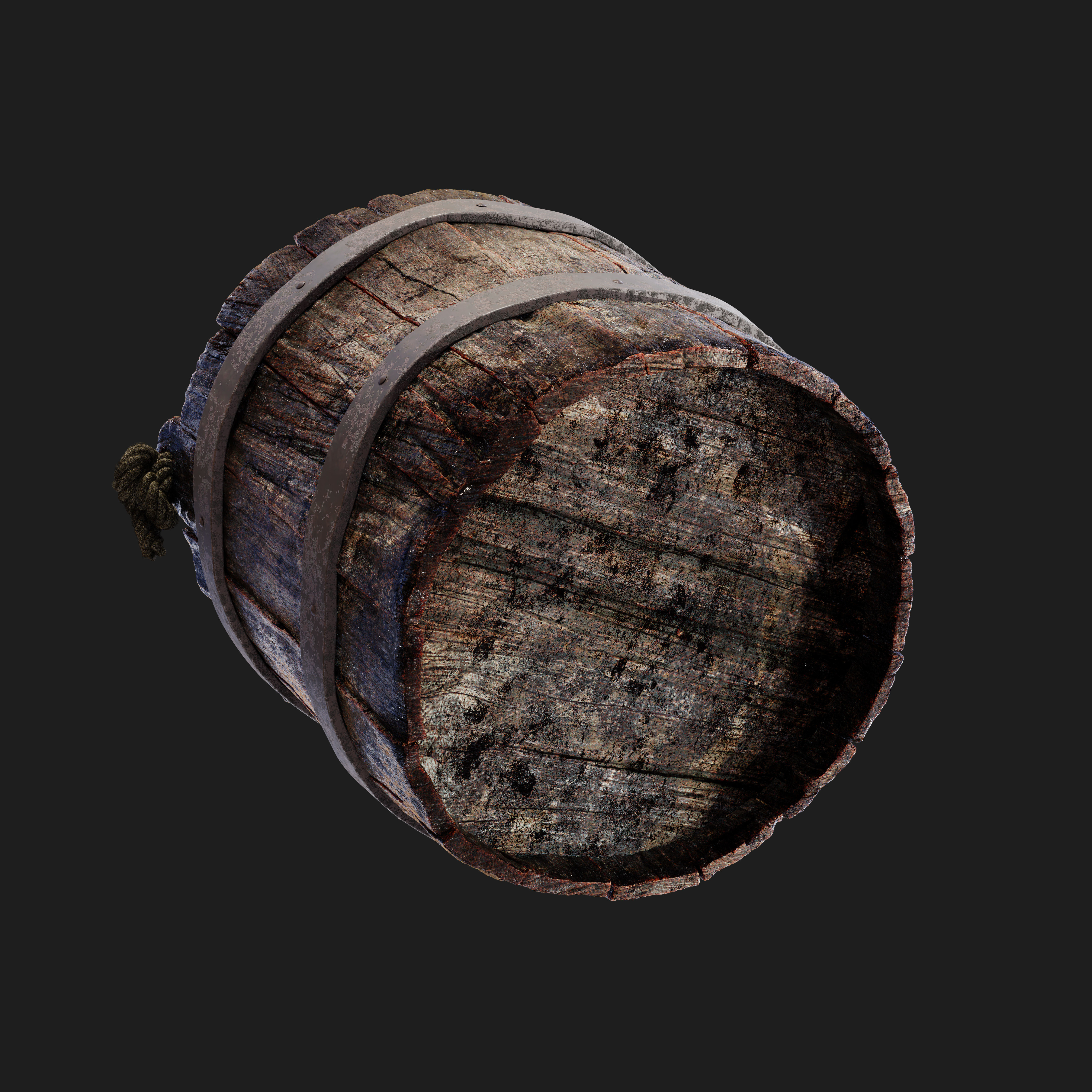 Wooden Bucket 3D model_1