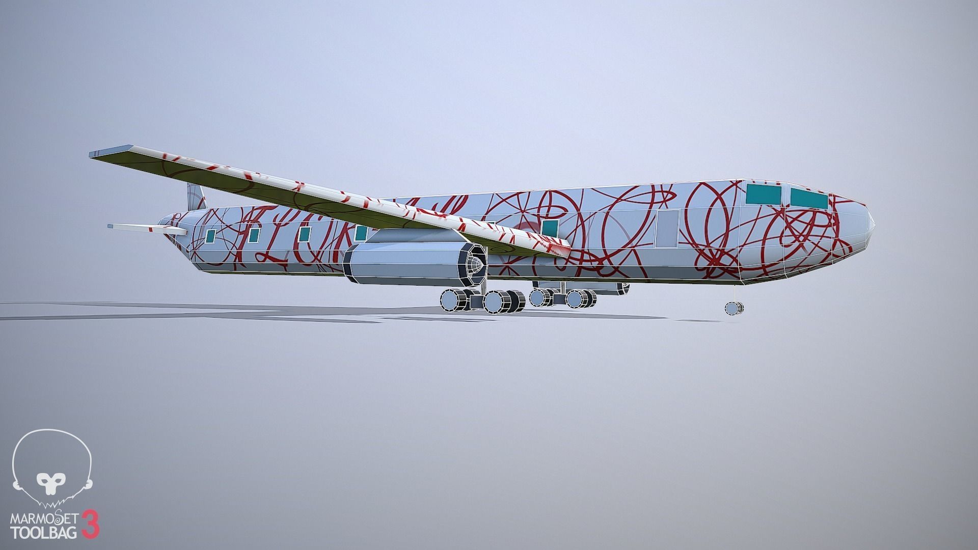 Airplane Flower Low-poly 3D model_9