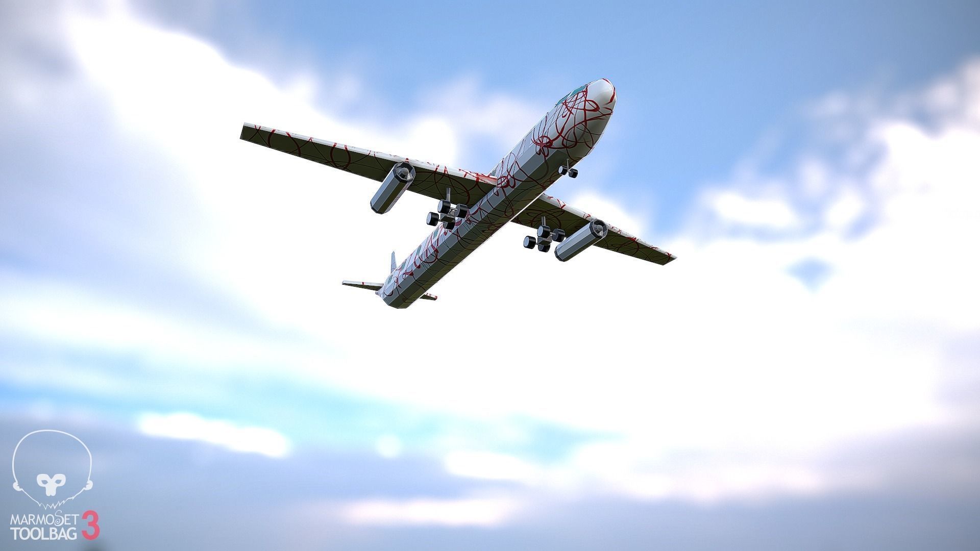 Airplane Flower Low-poly 3D model_1