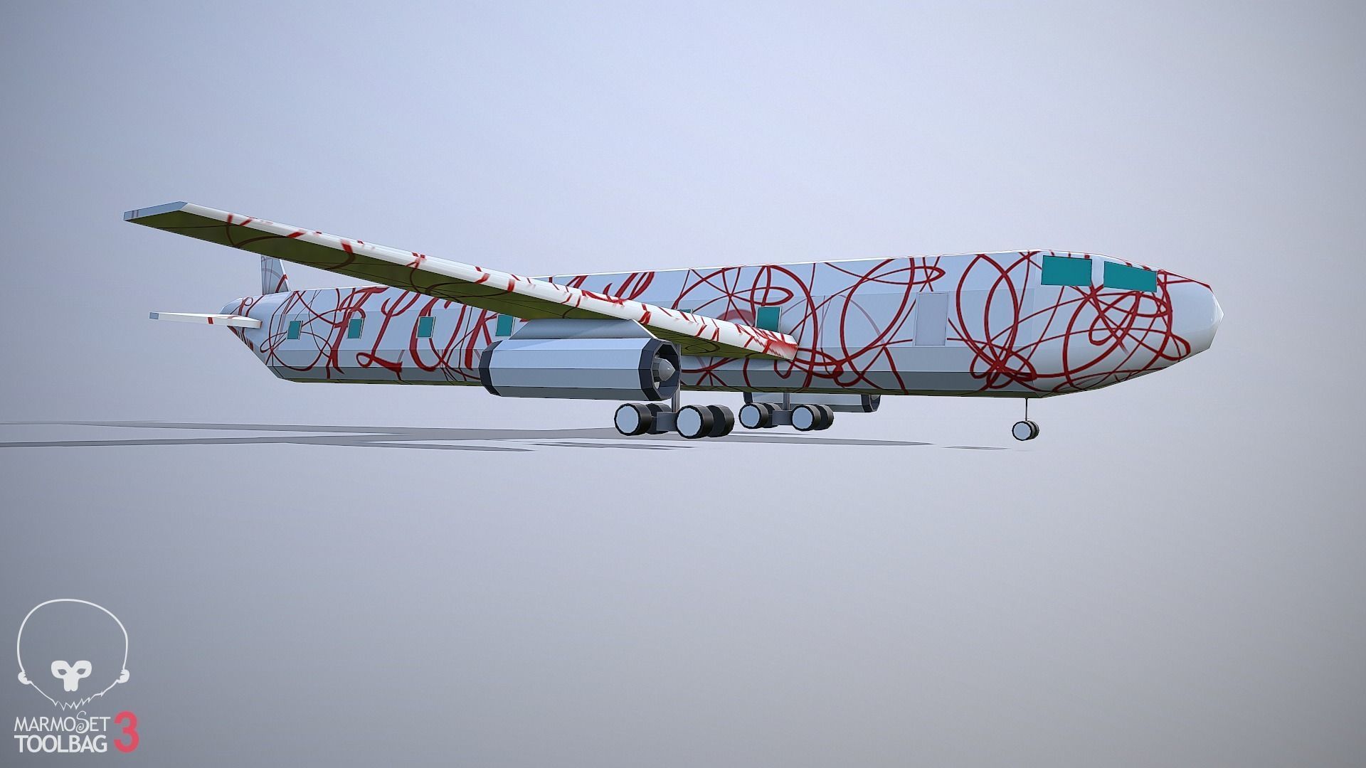 Airplane Flower Low-poly 3D model_8