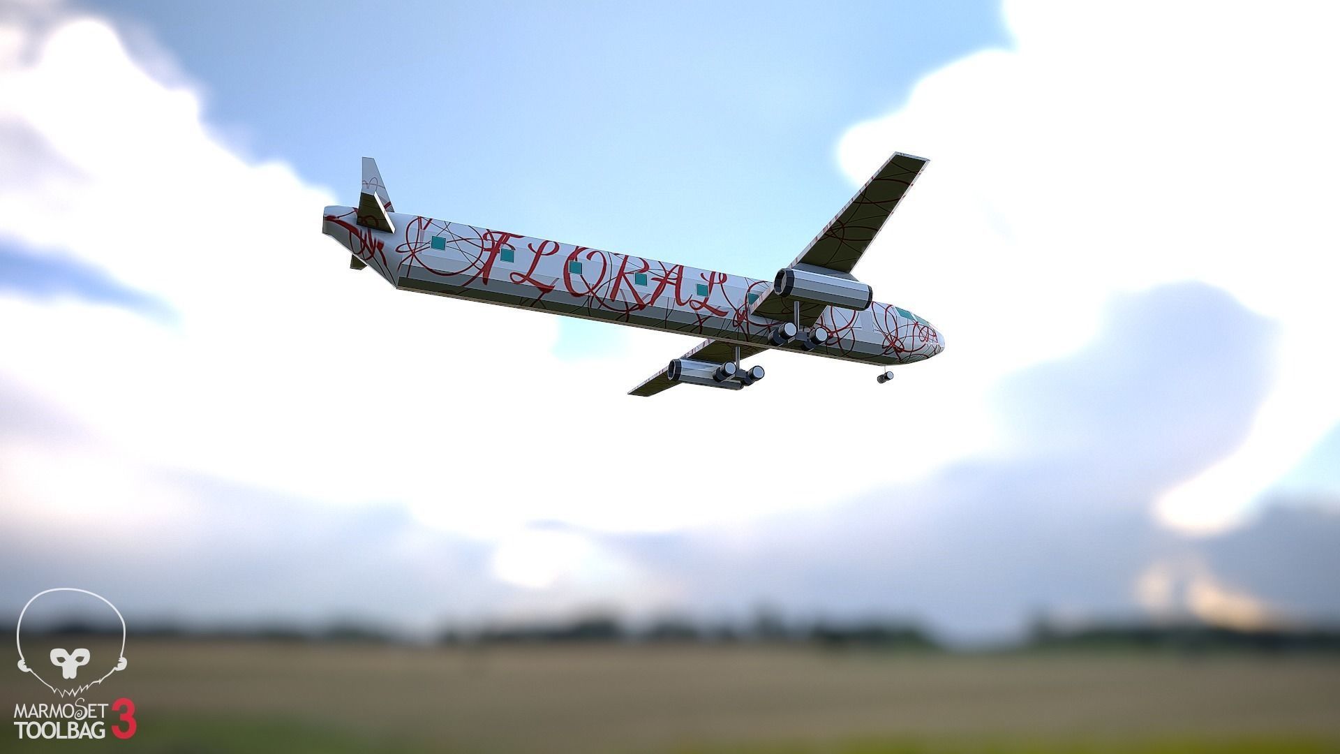 Airplane Flower Low-poly 3D model_2