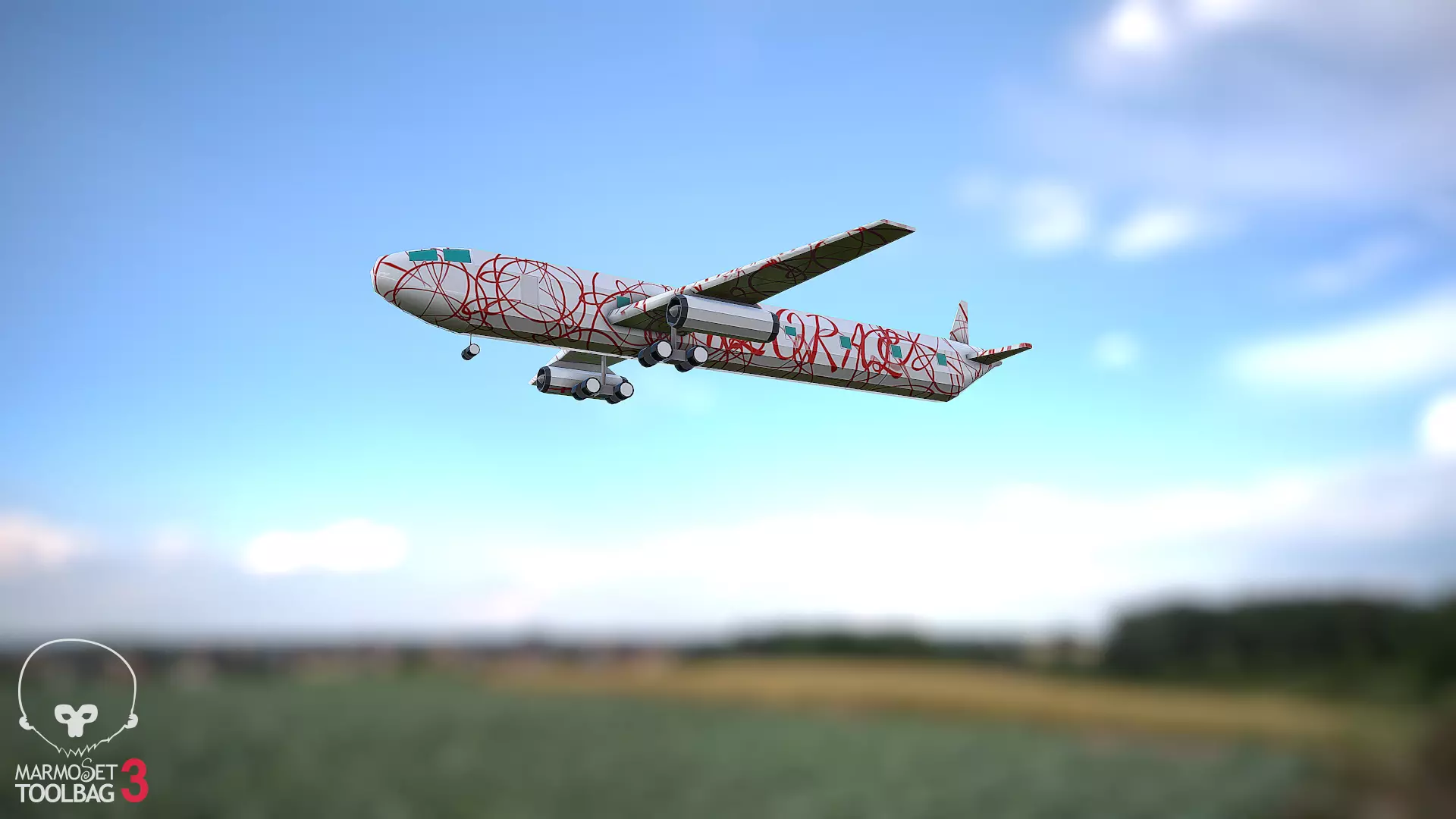 Airplane Flower Low-poly 3D model_0