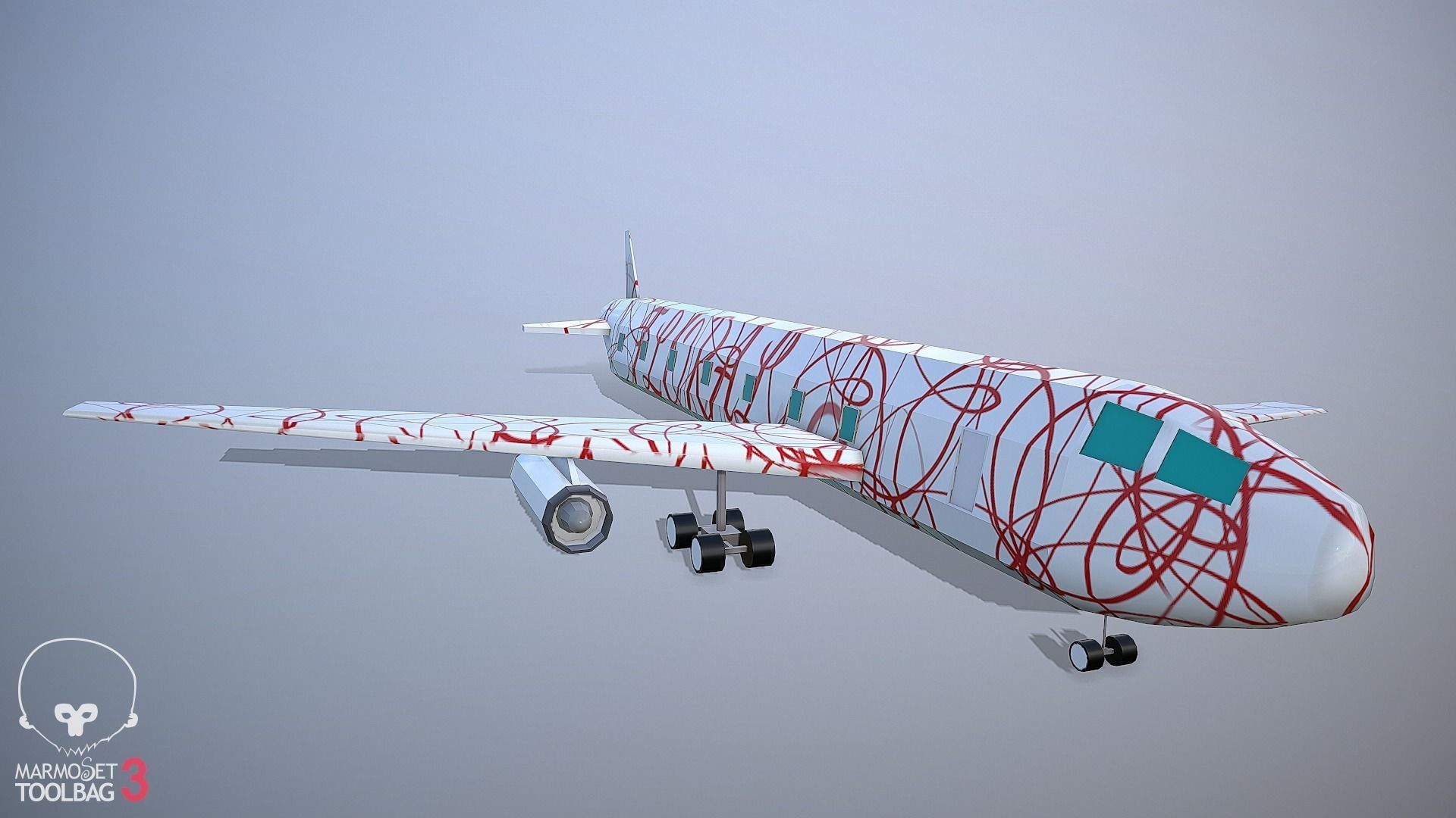 Airplane Flower Low-poly 3D model_3