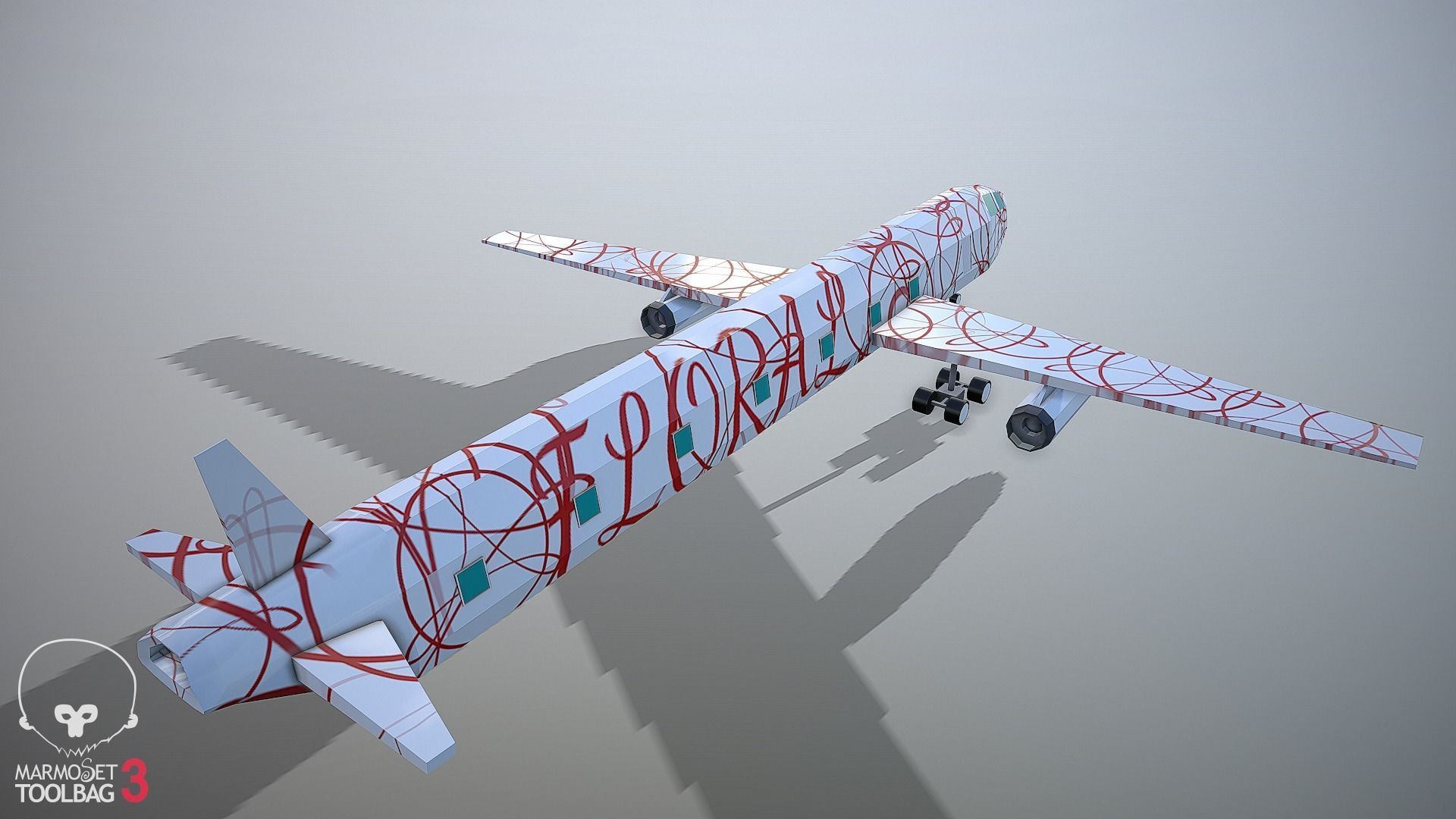 Airplane Flower Low-poly 3D model_7