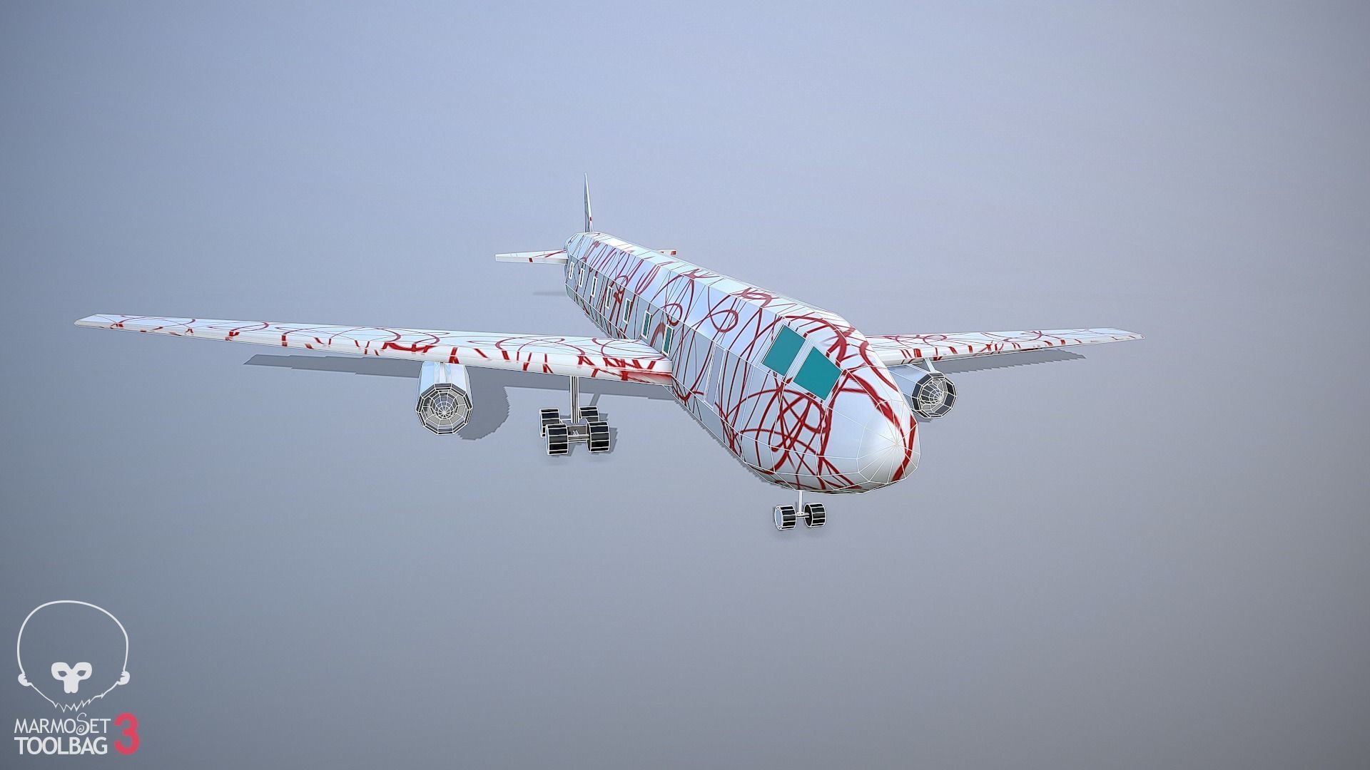 Airplane Flower Low-poly 3D model_10