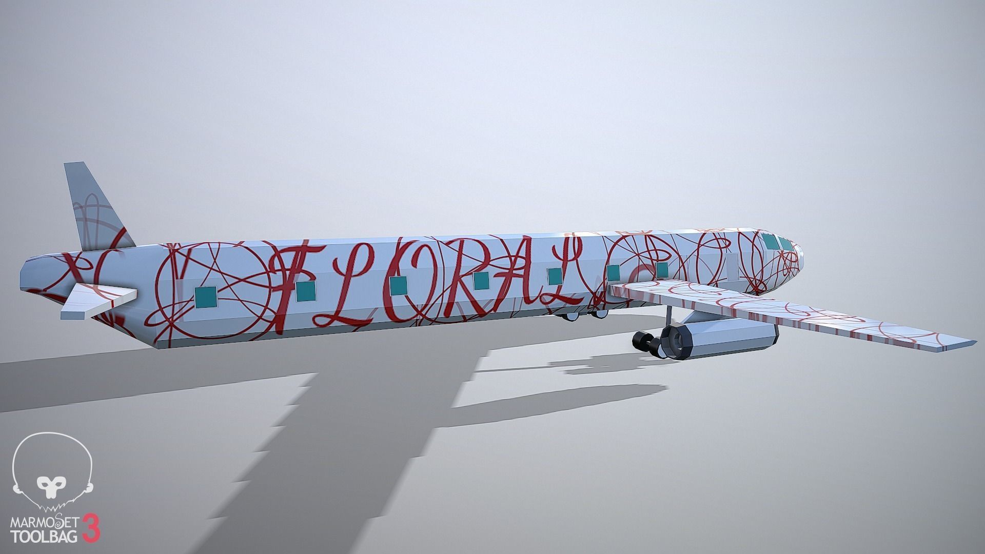 Airplane Flower Low-poly 3D model_5