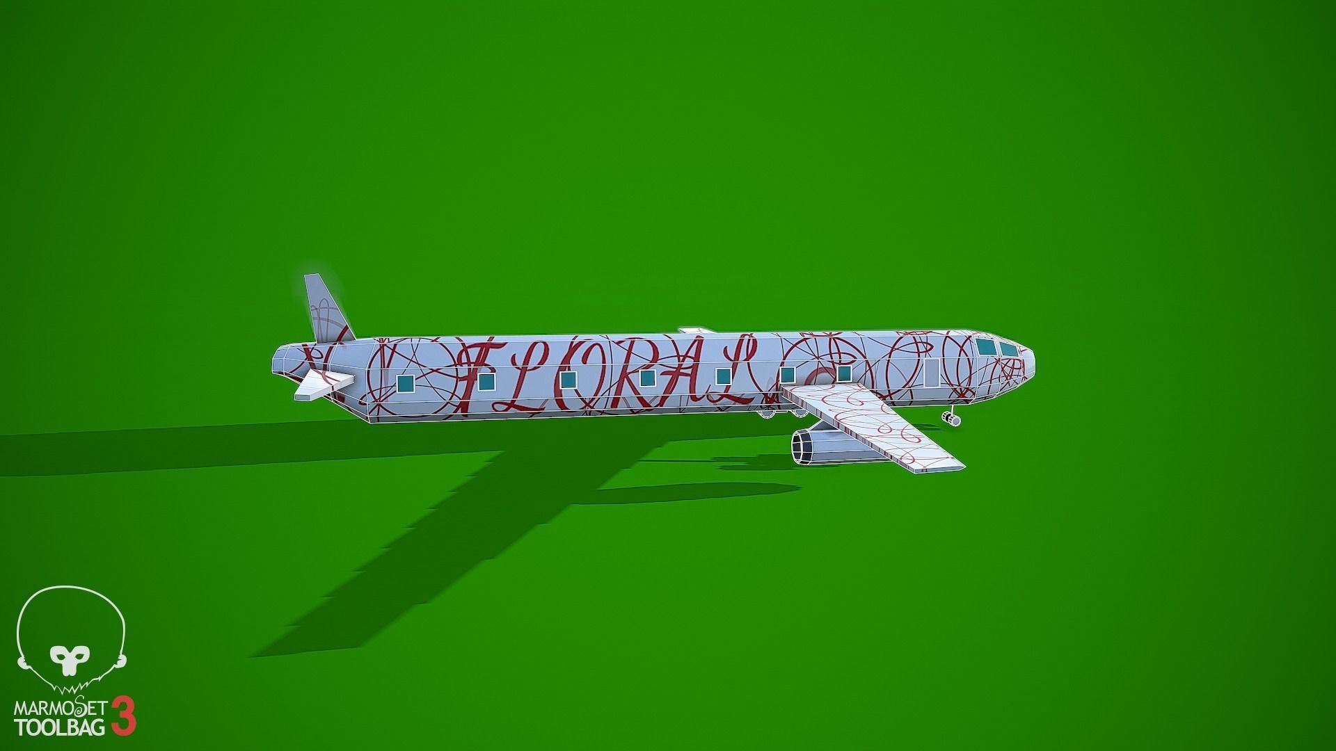 Airplane Flower Low-poly 3D model_13