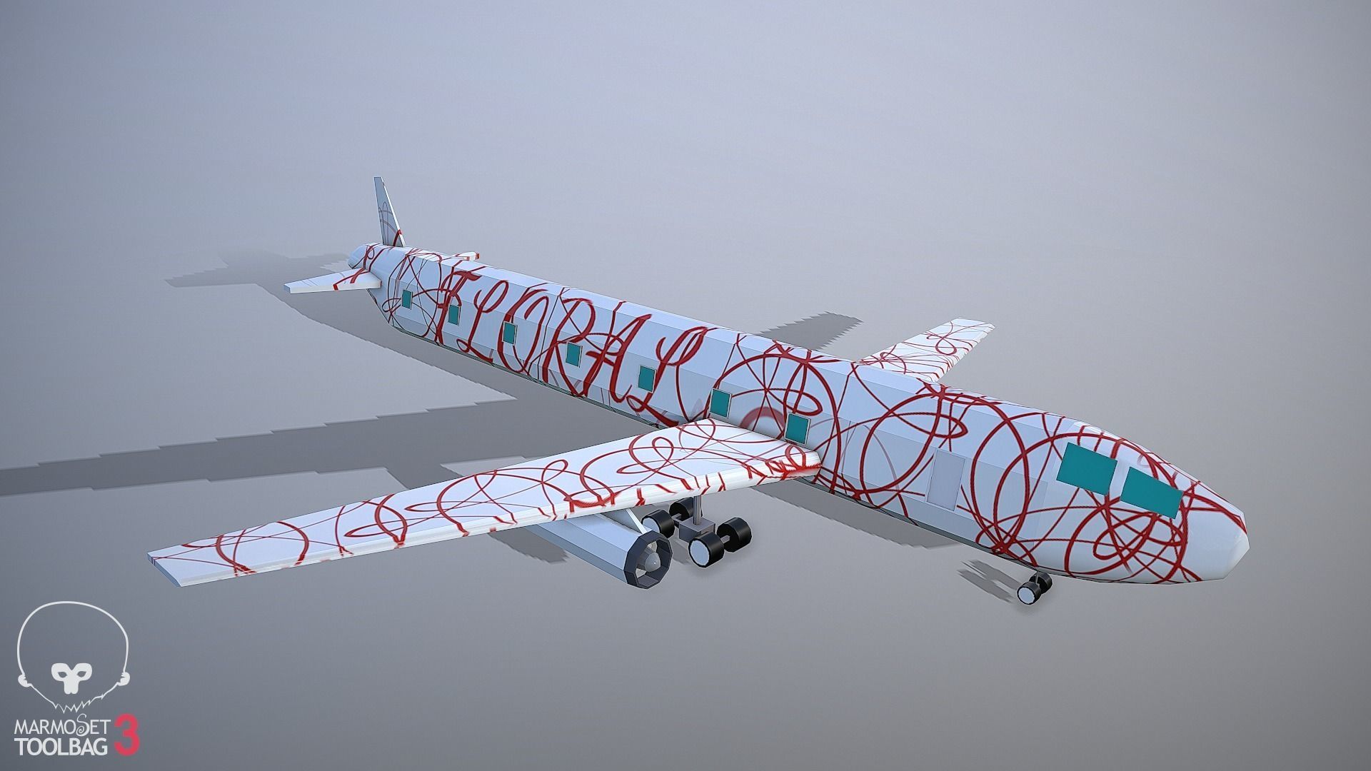Airplane Flower Low-poly 3D model_6