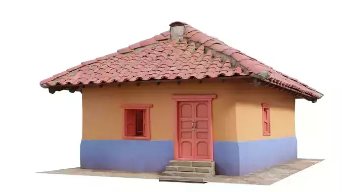 Stylized Medieval House with terracotta roof
