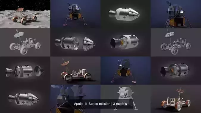 Apollo 11 Space mission 3D Model Collection