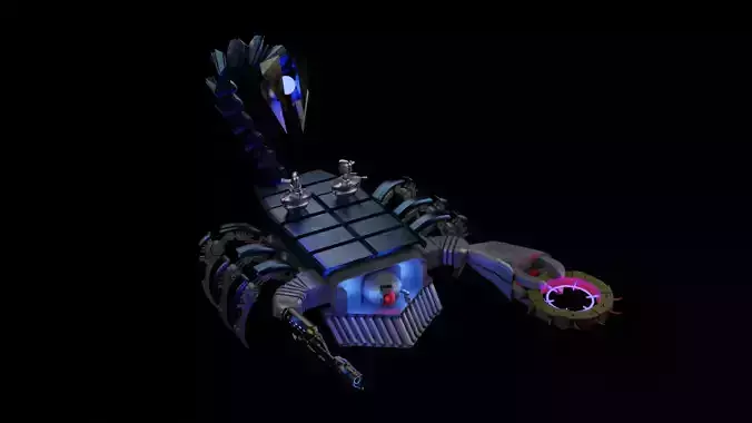 Giant Scorpion Robot with Flamethrower and Saw