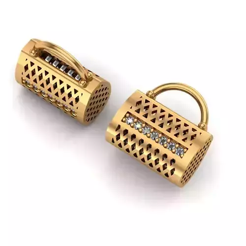 Jewelry two gold plated earrings with diamonds