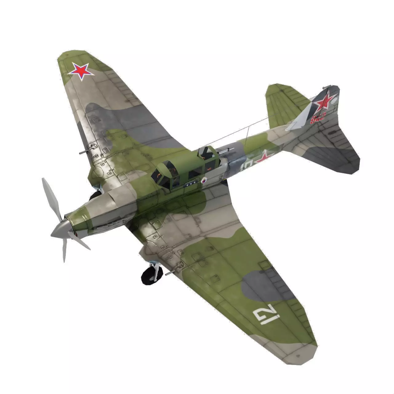 IL-2 Sturmovik WW2 attack plane Low-poly 3D model_0