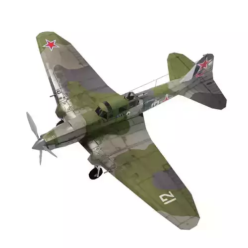 IL-2 Sturmovik WW2 attack plane Low-poly 3D model IL-2 Sturmovik WW2 attack plane Low-poly 3D model