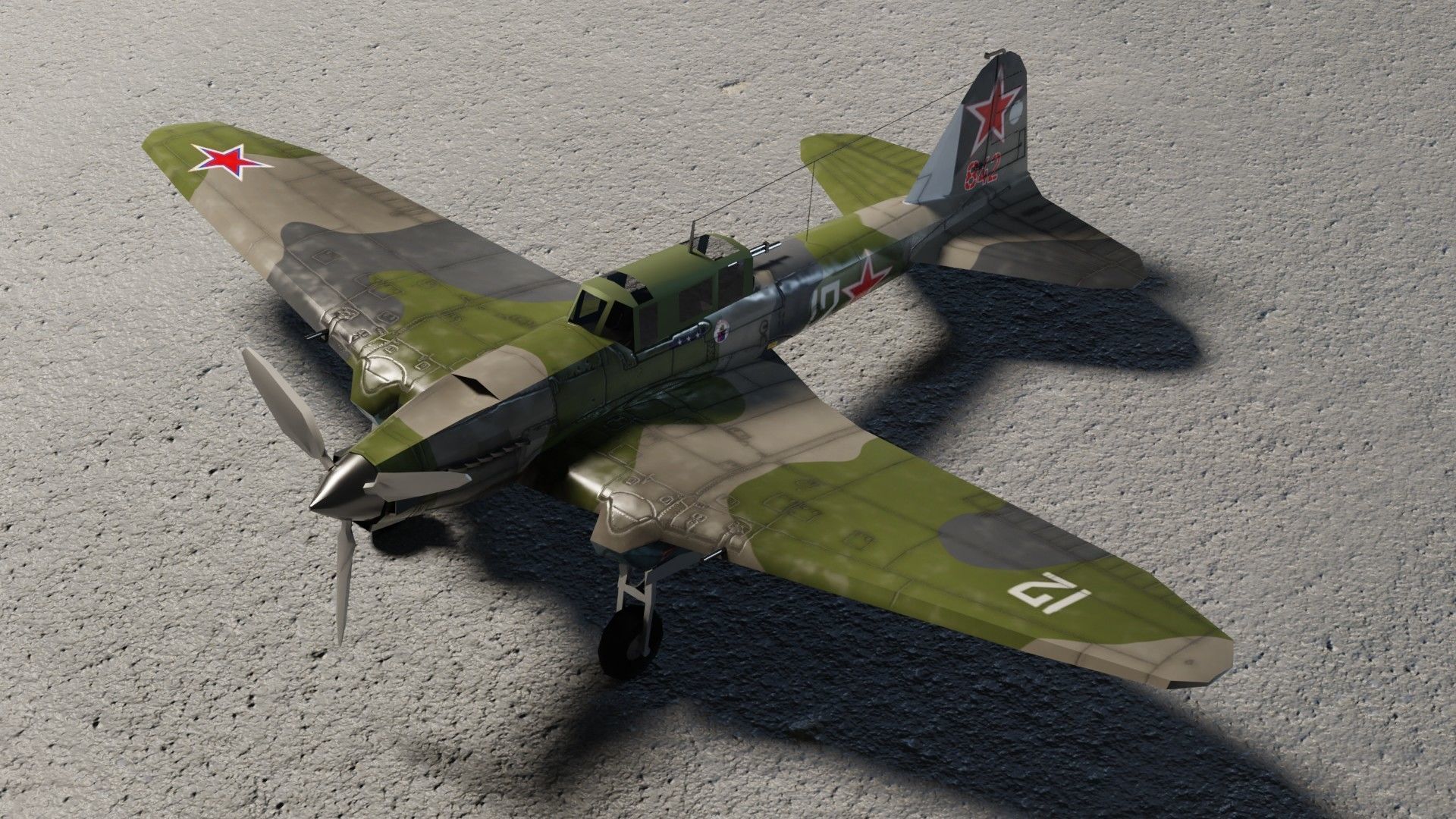 IL-2 Sturmovik WW2 attack plane Low-poly 3D model_7