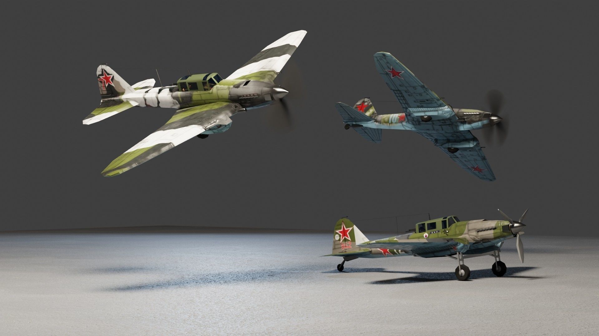 IL-2 Sturmovik WW2 attack plane Low-poly 3D model_4