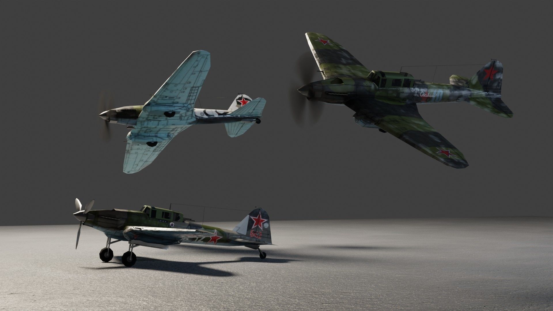 IL-2 Sturmovik WW2 attack plane Low-poly 3D model_3