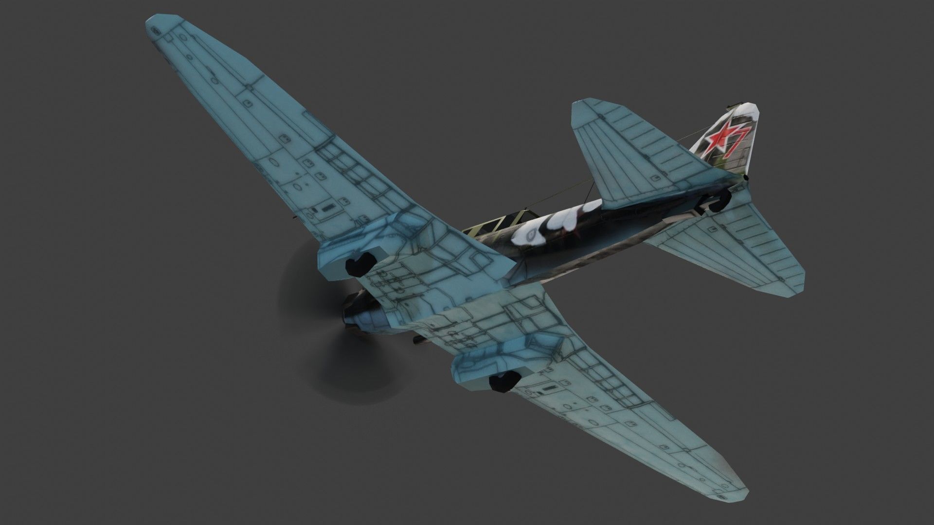 IL-2 Sturmovik WW2 attack plane Low-poly 3D model_12