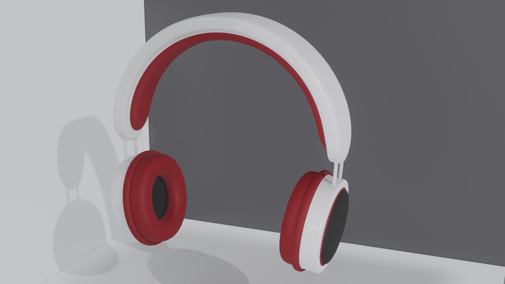 red and white headphones 3D model_6