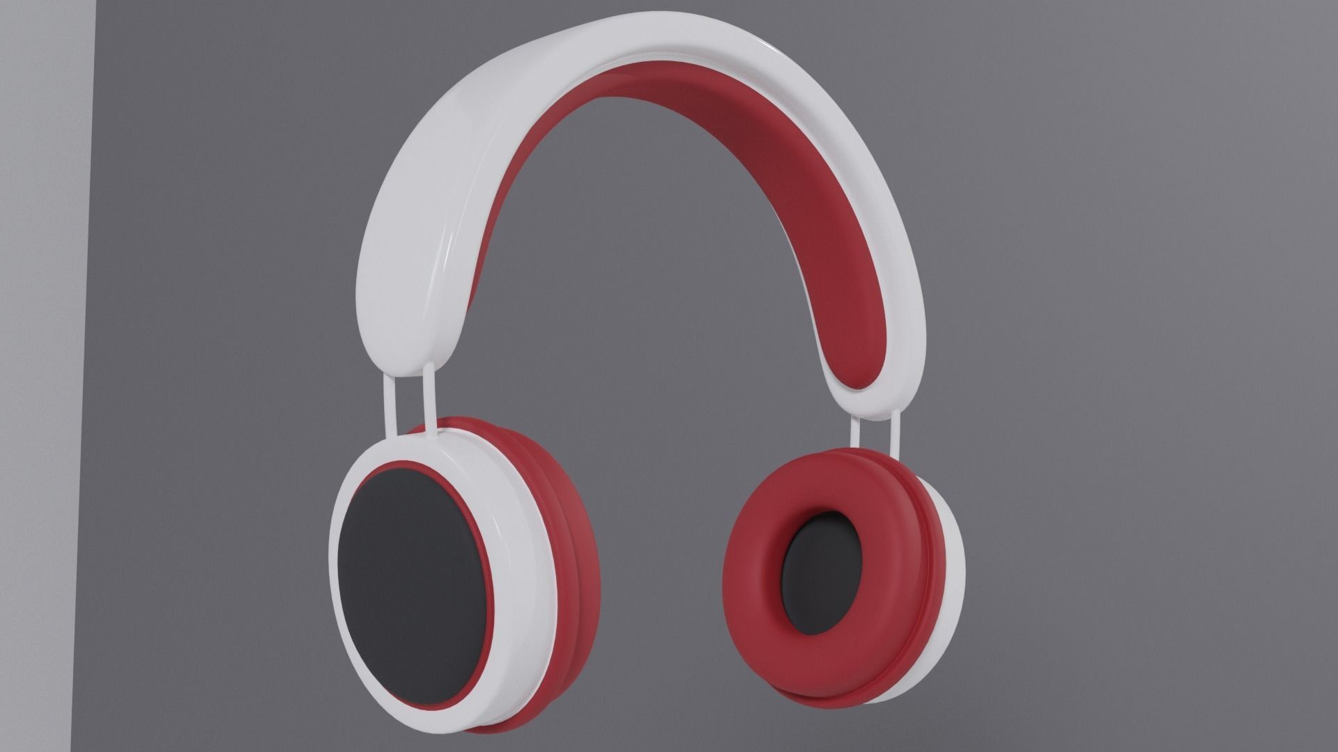 red and white headphones 3D model_1