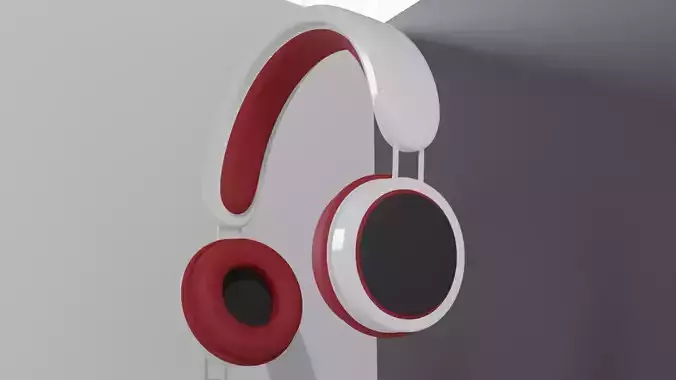 red and white headphones 3D model