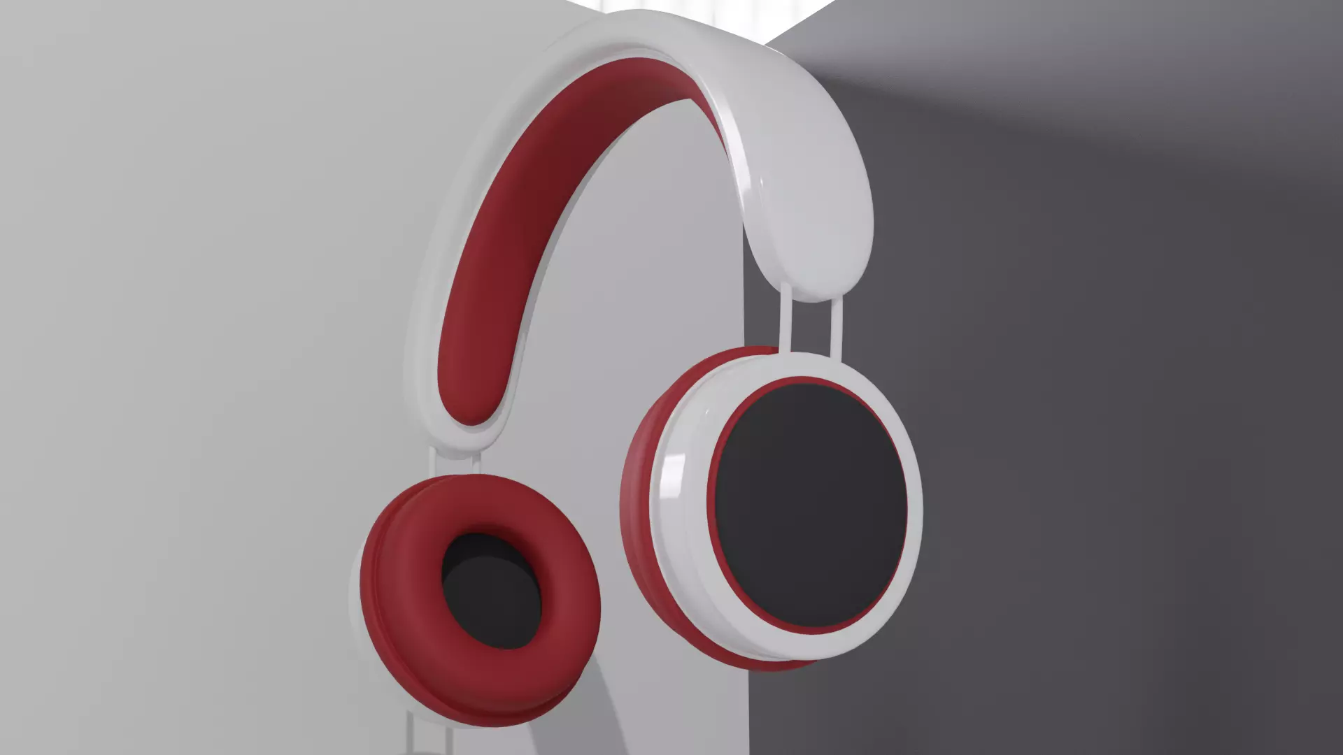 red and white headphones 3D model_0