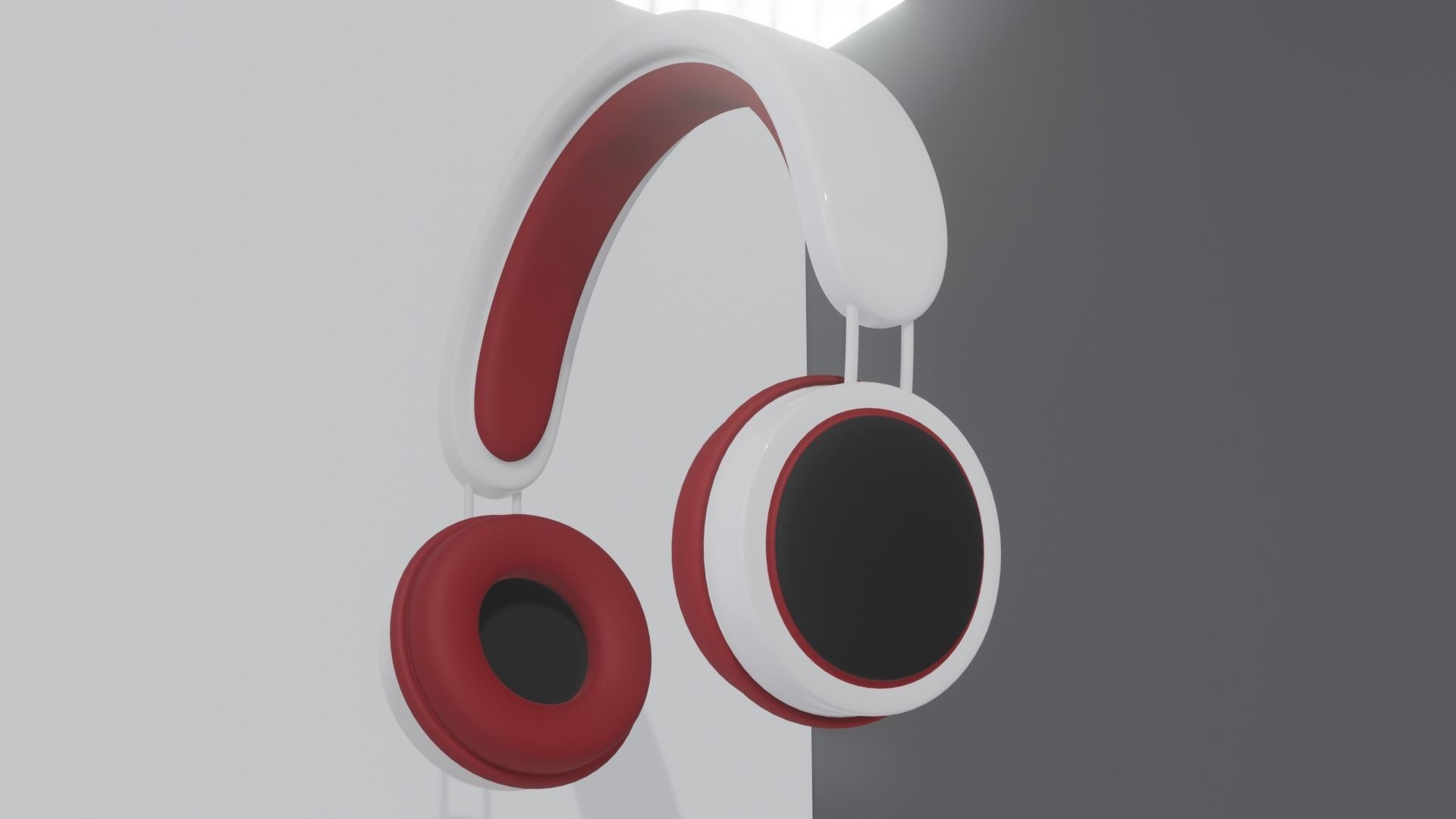 red and white headphones 3D model_7