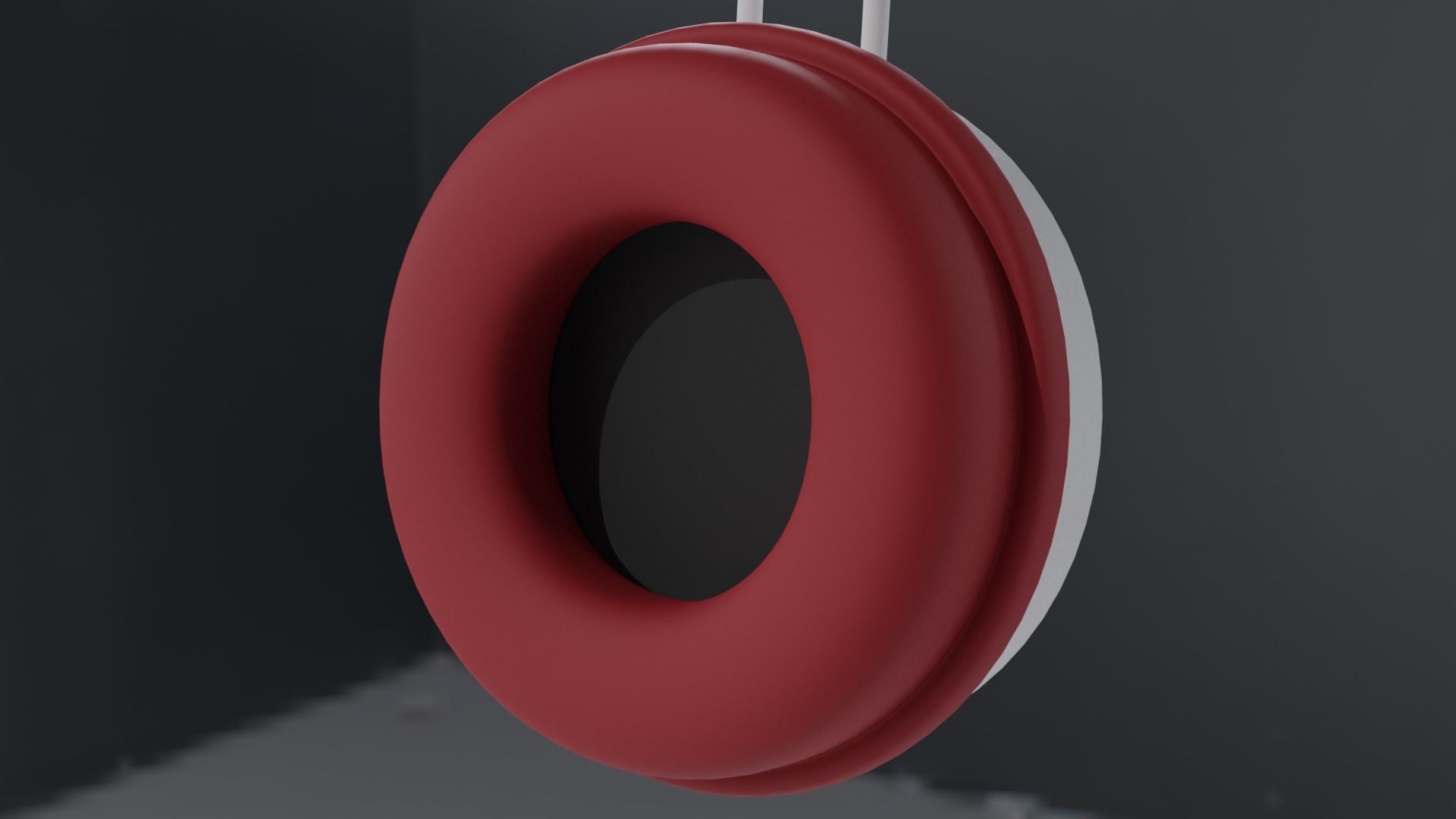 red and white headphones 3D model_3
