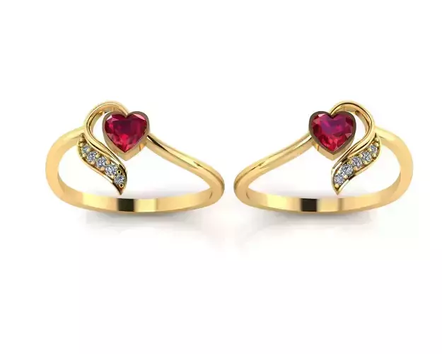 Couple Heart Stone Ring  3D print model