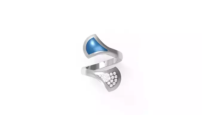 Rings ring with enamel and diamonds 3D print model