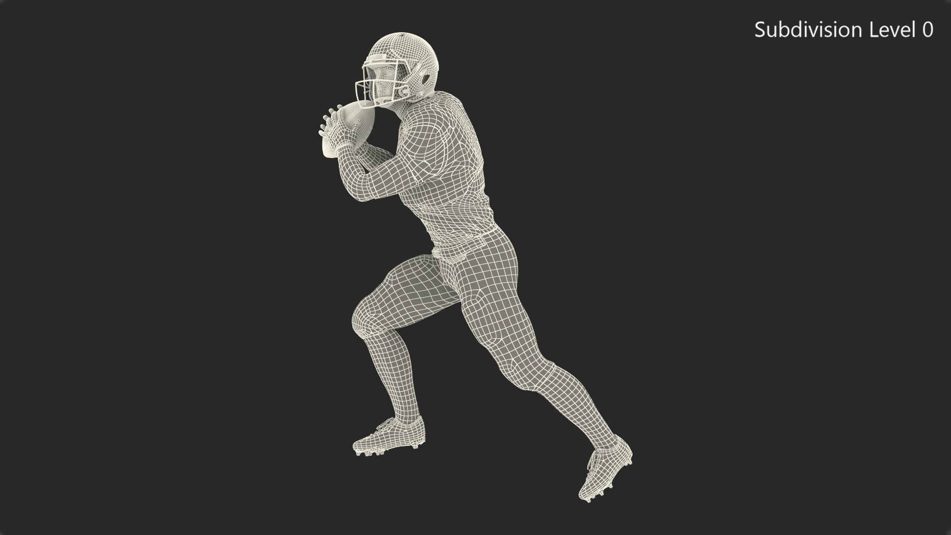 Denver Broncos American Football Player Running The Ball Fur 3D model_15