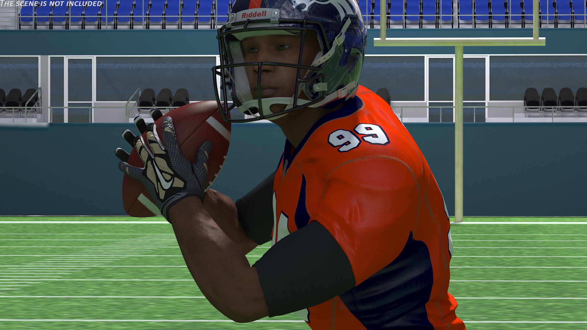 Denver Broncos American Football Player Running The Ball Fur 3D model_2