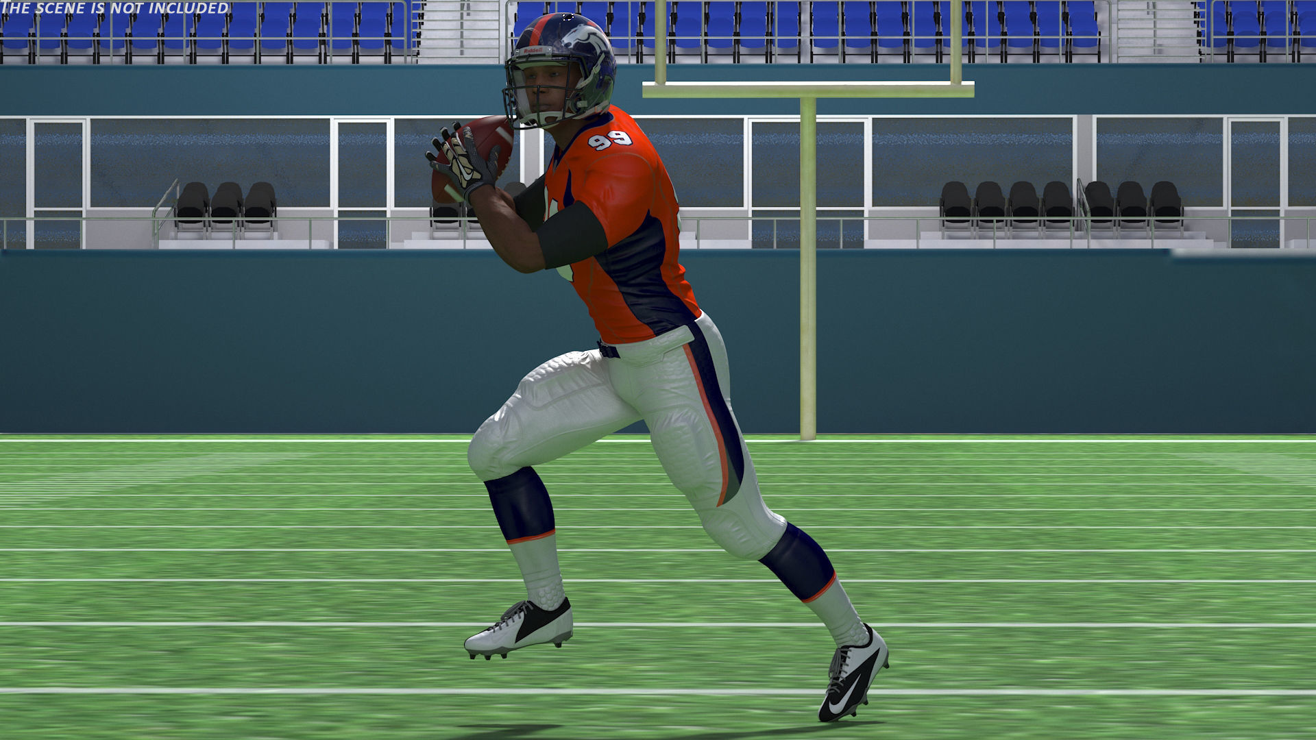 Denver Broncos American Football Player Running The Ball Fur 3D model_1