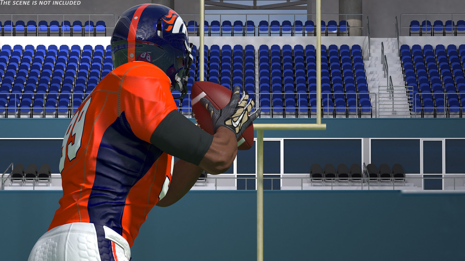 Denver Broncos American Football Player Running The Ball Fur 3D model_3