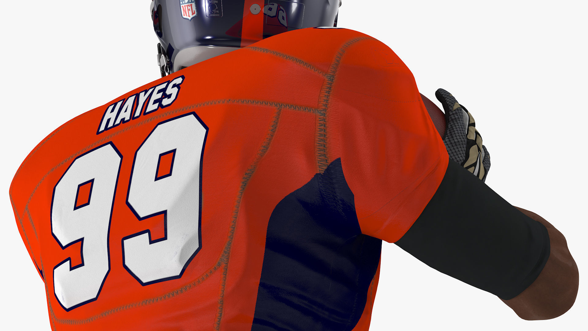 Denver Broncos American Football Player Running The Ball Fur 3D model_8
