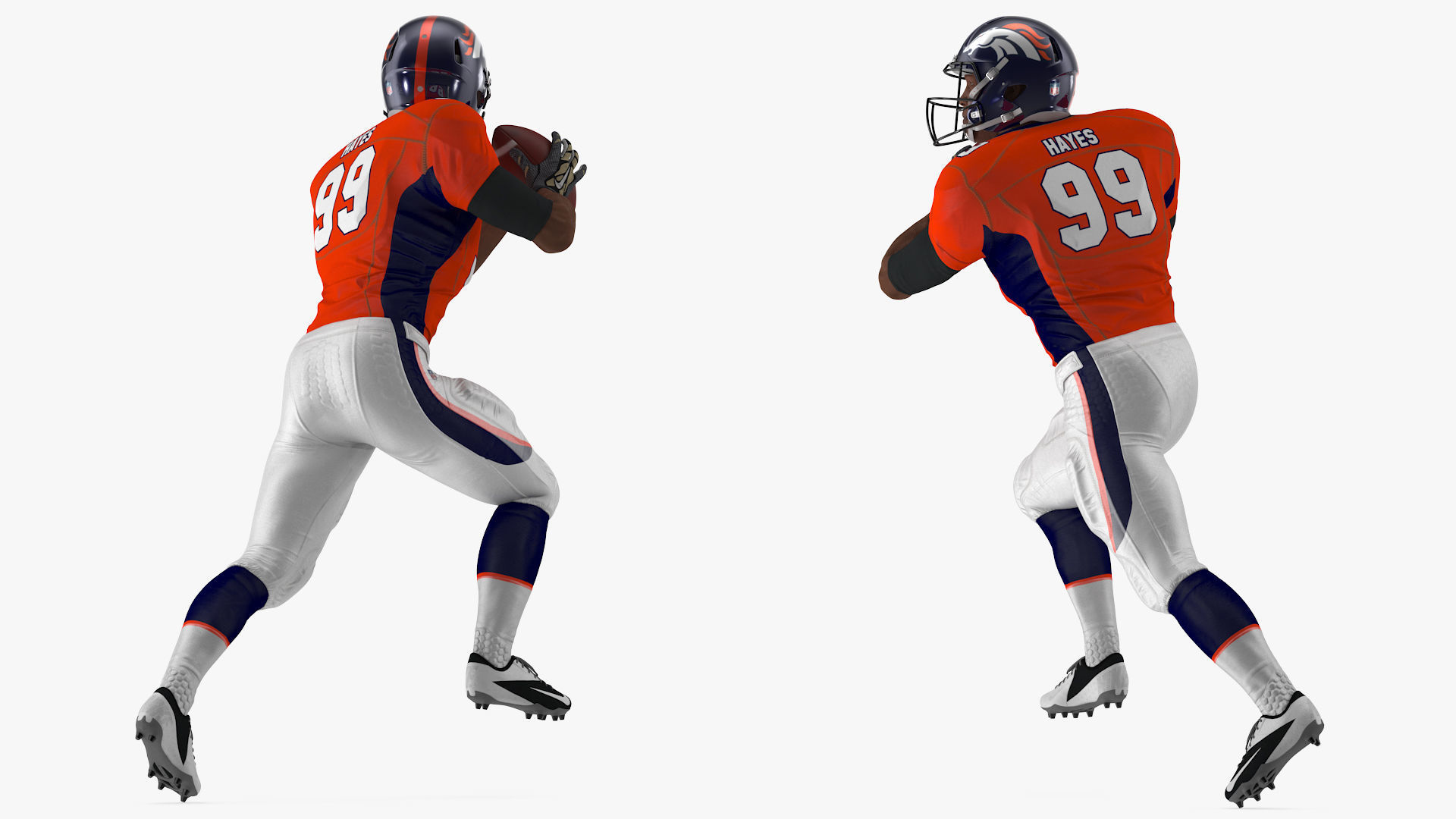 Denver Broncos American Football Player Running The Ball Fur 3D model_5