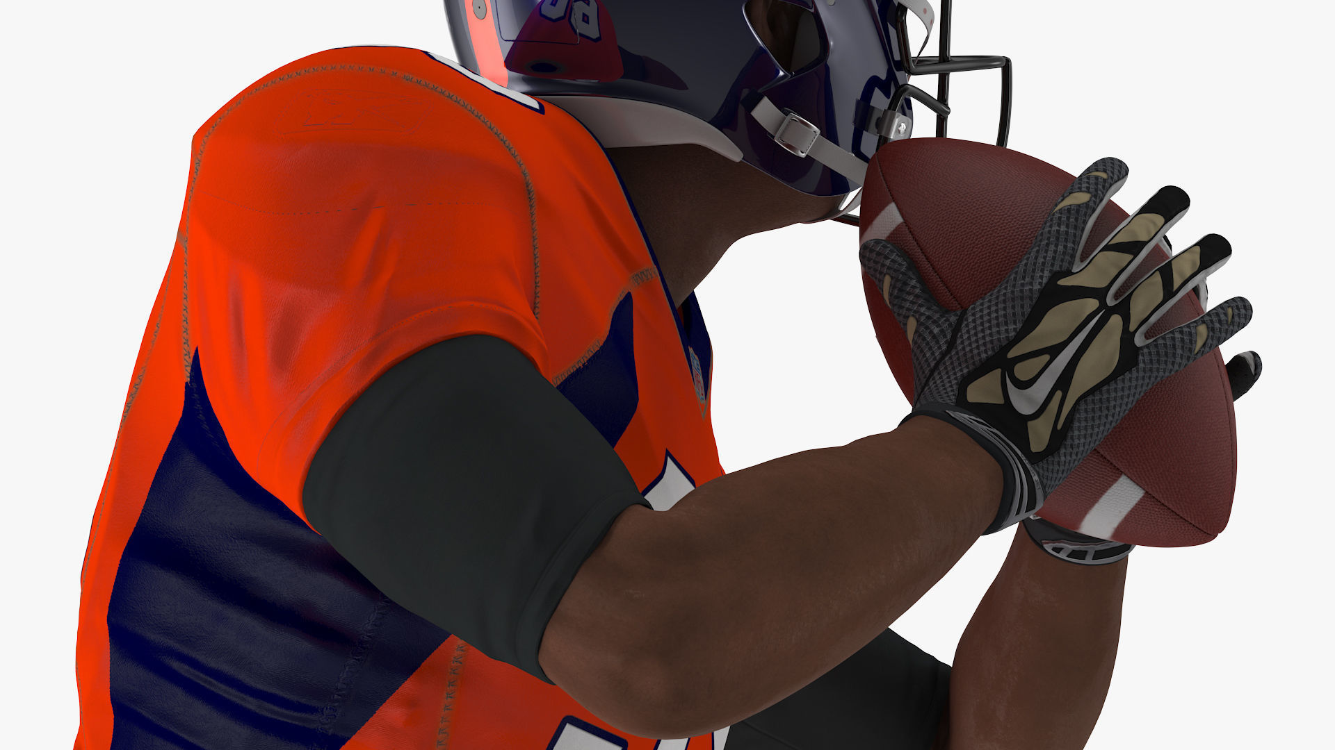 Denver Broncos American Football Player Running The Ball Fur 3D model_9