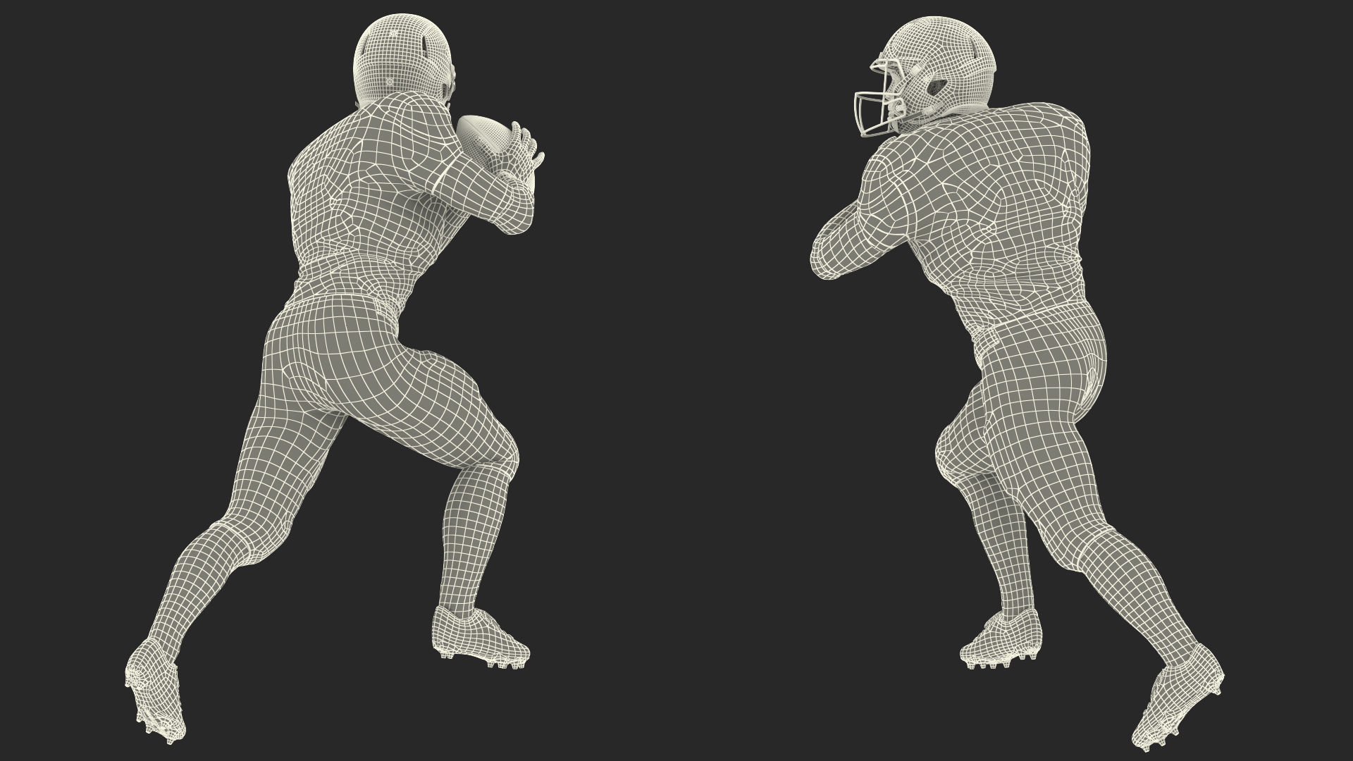 Denver Broncos American Football Player Running The Ball Fur 3D model_21