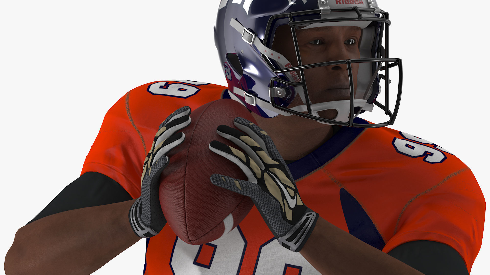 Denver Broncos American Football Player Running The Ball Fur 3D model_10