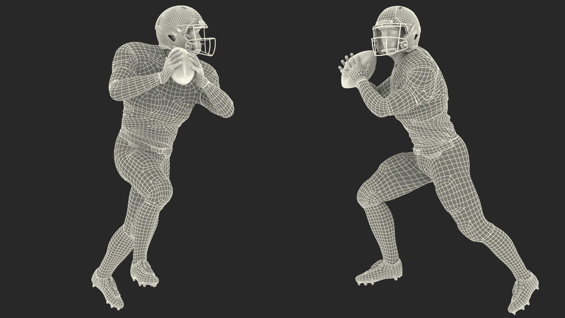 Denver Broncos American Football Player Running The Ball Fur 3D model_20