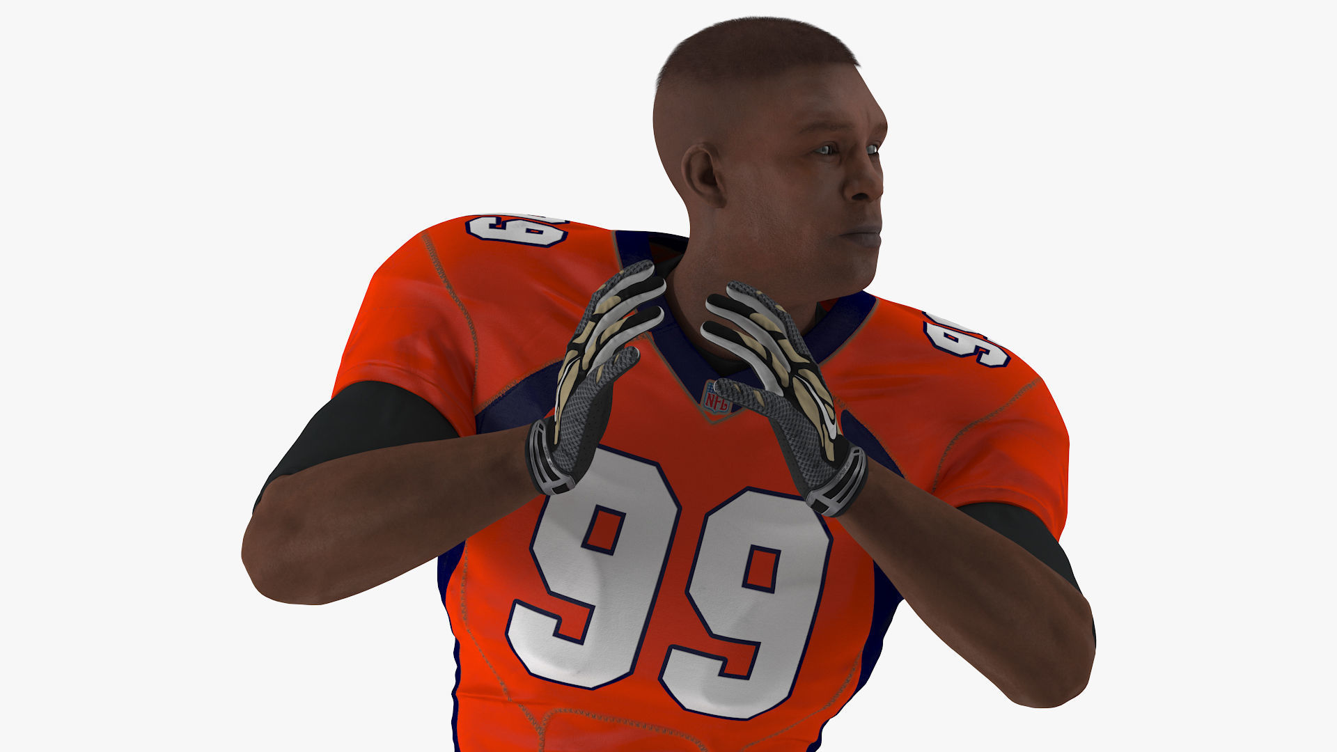 Denver Broncos American Football Player Running The Ball Fur 3D model_11