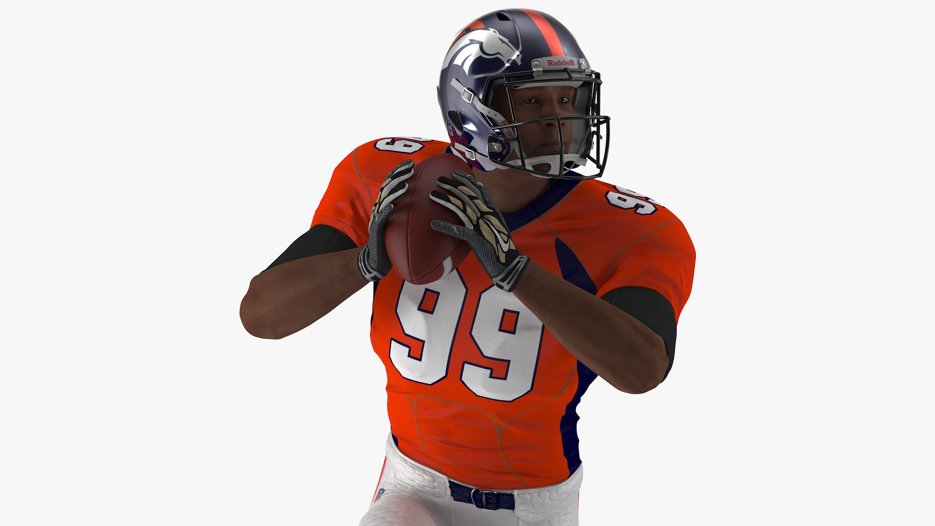 Denver Broncos American Football Player Running The Ball Fur 3D model_6