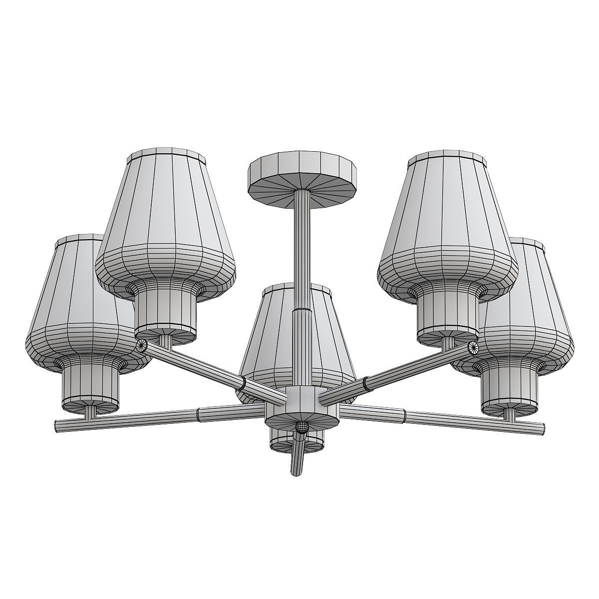 goreyn five light chandelier with gold and glass shades 3D model_1