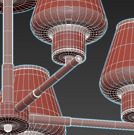 goreyn five light chandelier with gold and glass shades 3D model_4