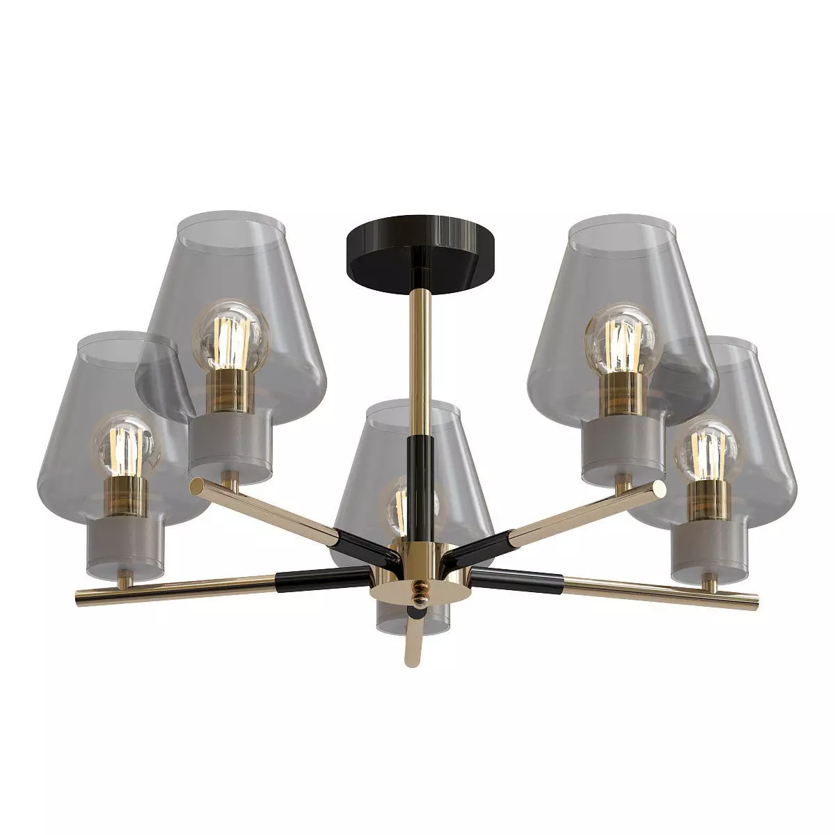 goreyn five light chandelier with gold and glass shades 3D model_0